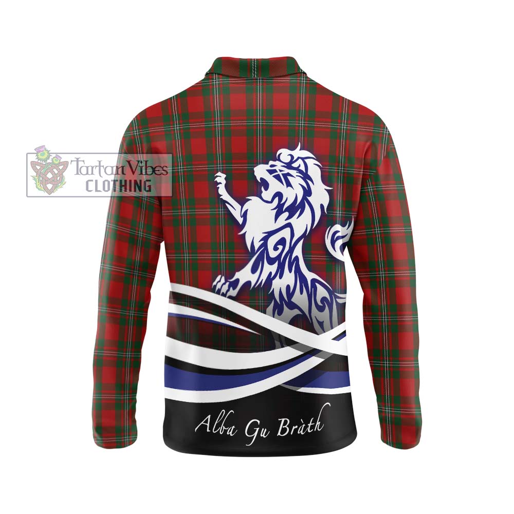 MacGregor (McGregor) Tartan Long Sleeve Polo Shirt with Alba Gu Brath Regal Lion Emblem - Tartanvibesclothing Shop