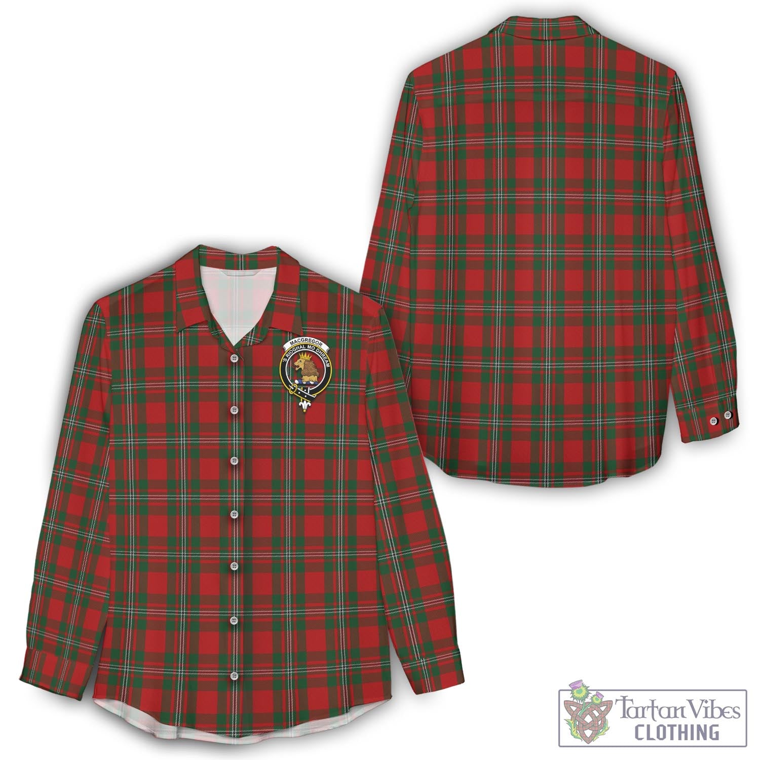 Tartan Vibes Clothing MacGregor Tartan Womens Casual Shirt with Family Crest