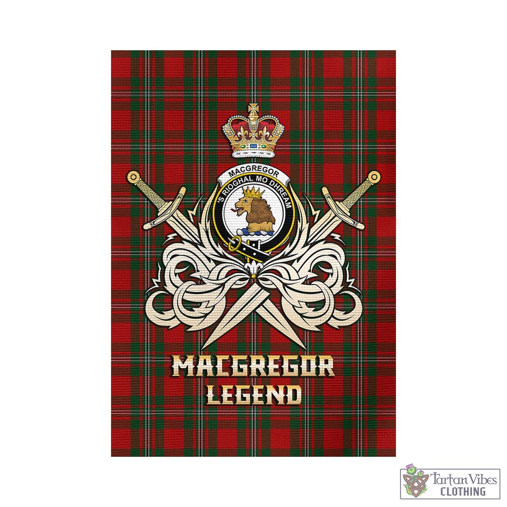 Tartan Vibes Clothing MacGregor Tartan Flag with Clan Crest and the Golden Sword of Courageous Legacy