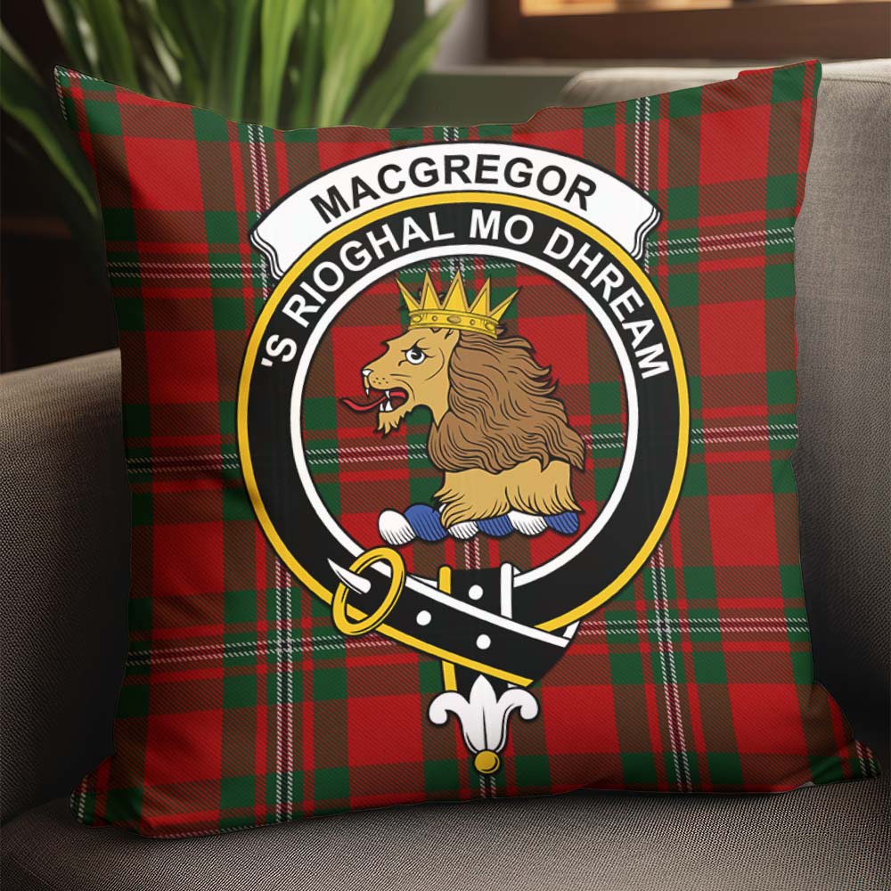 MacGregor Tartan Pillow Cover with Family Crest - Tartanvibesclothing