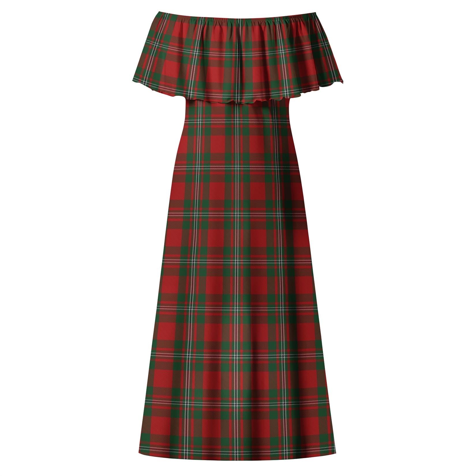 MacGregor Tartan Off Shoulder Long Dress - Tartanvibesclothing