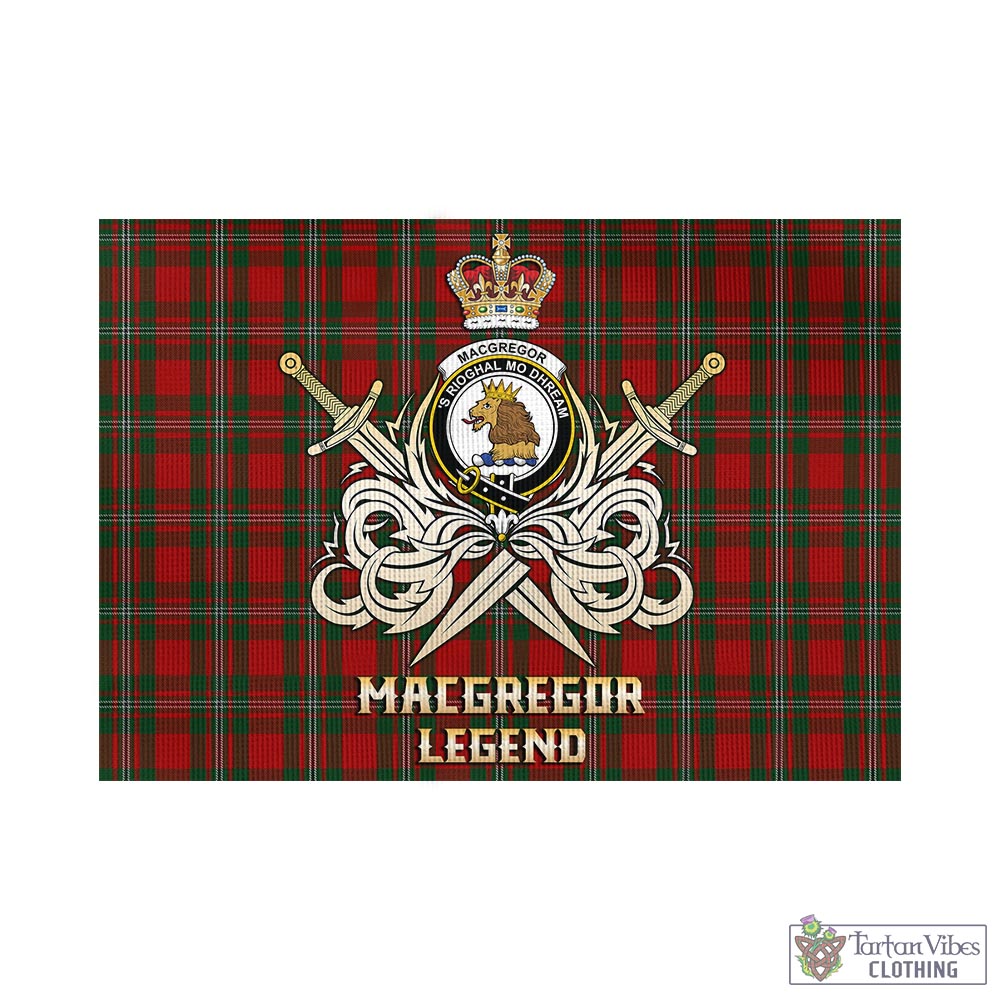 Tartan Vibes Clothing MacGregor Tartan Flag with Clan Crest and the Golden Sword of Courageous Legacy