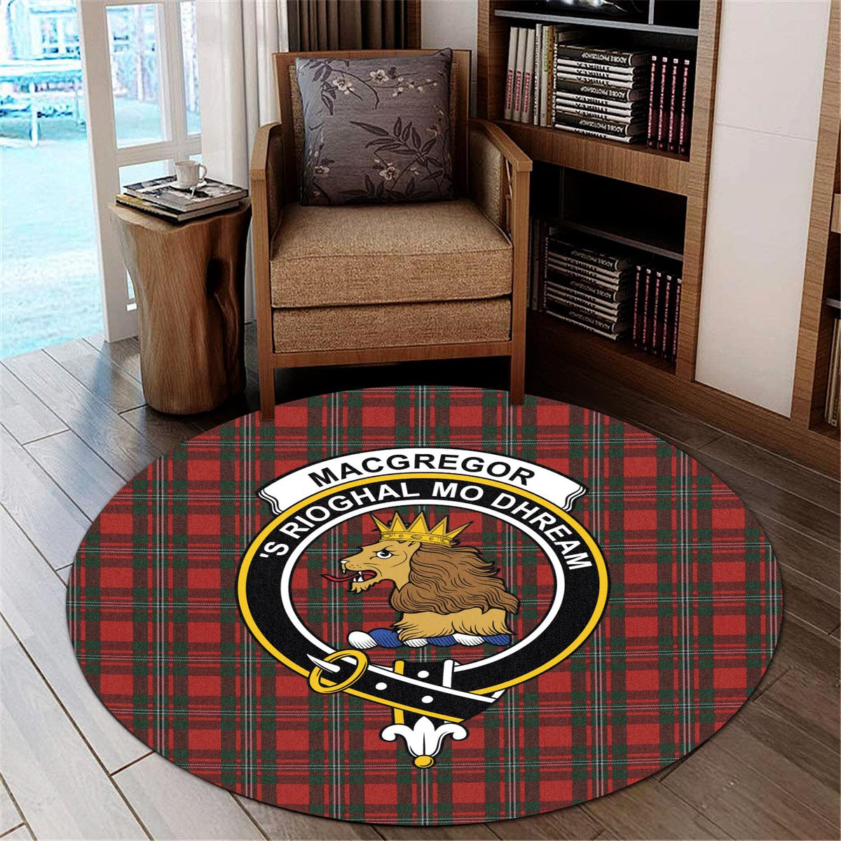MacGregor (McGregor) Tartan Round Rug with Family Crest - Tartan Vibes Clothing