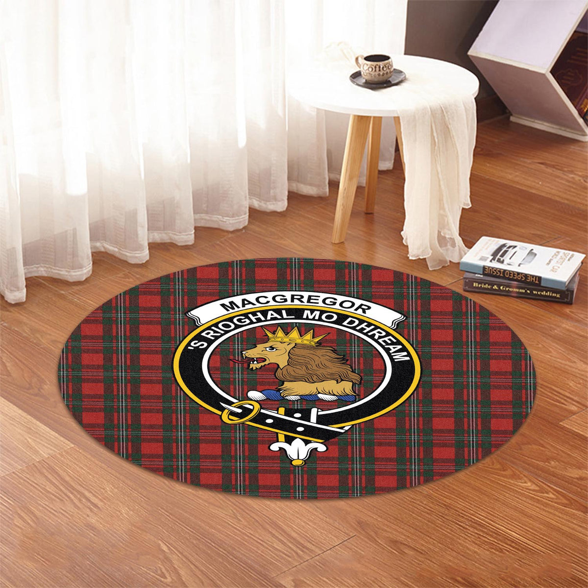MacGregor (McGregor) Tartan Round Rug with Family Crest - Tartan Vibes Clothing
