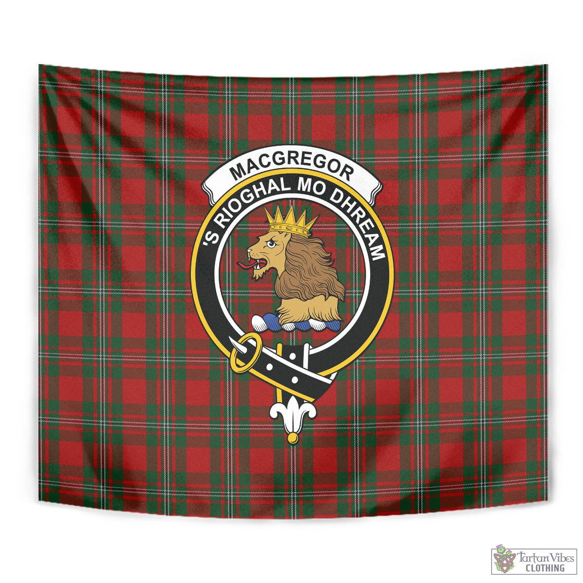 Tartan Vibes Clothing MacGregor Tartan Tapestry Wall Hanging and Home Decor for Room with Family Crest