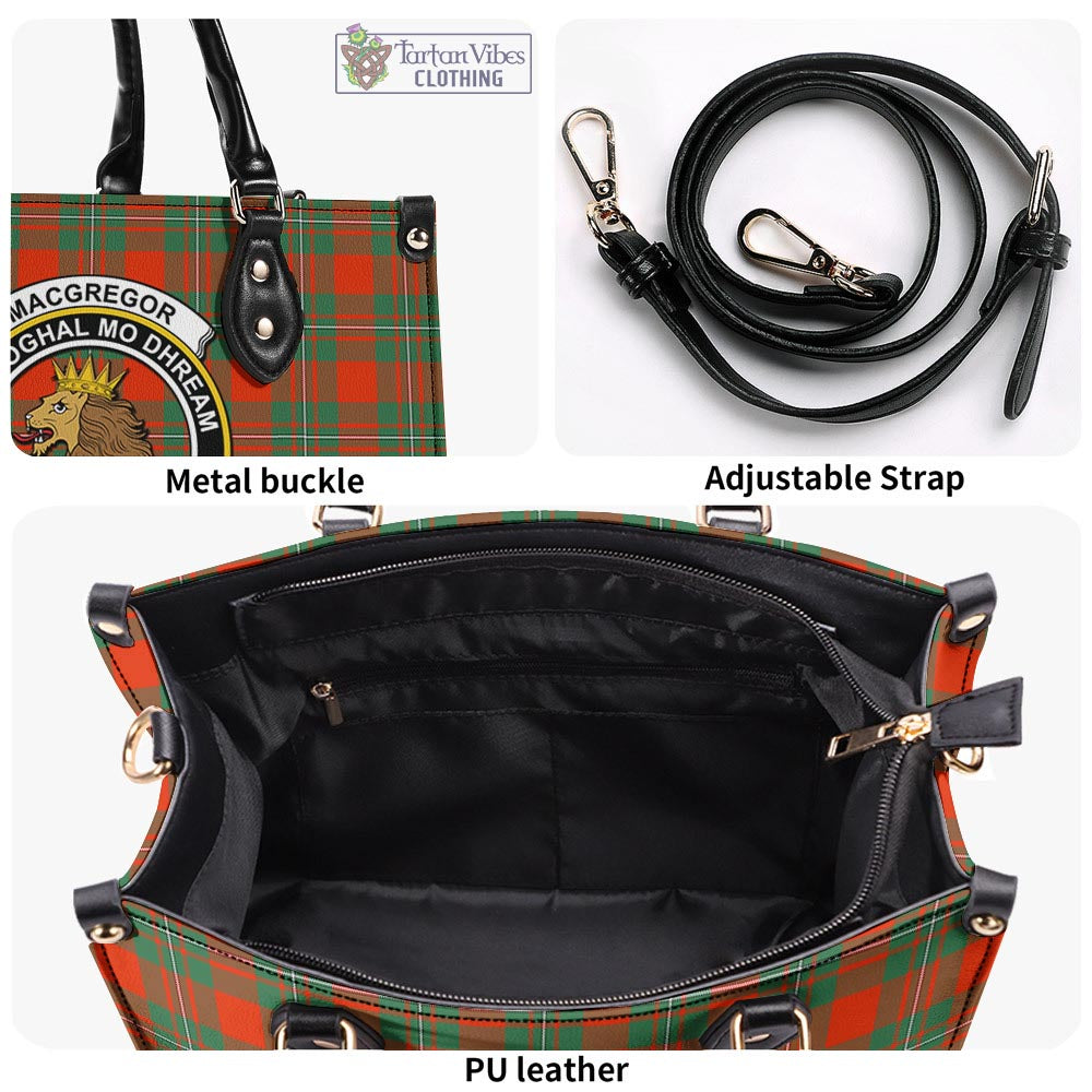 Tartan Vibes Clothing MacGregor Ancient Tartan Luxury Leather Handbags with Family Crest