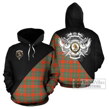 MacGregor Ancient Tartan Hoodie with Family Crest and Military Logo Style