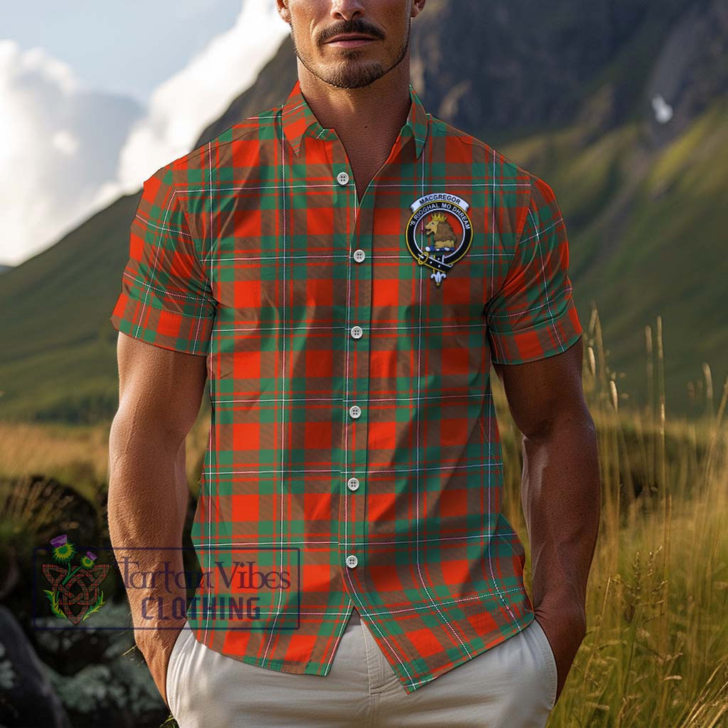 MacGregor Ancient Tartan Cotton Hawaiian Shirt with Family Crest Adult - Tartan Vibes Clothing