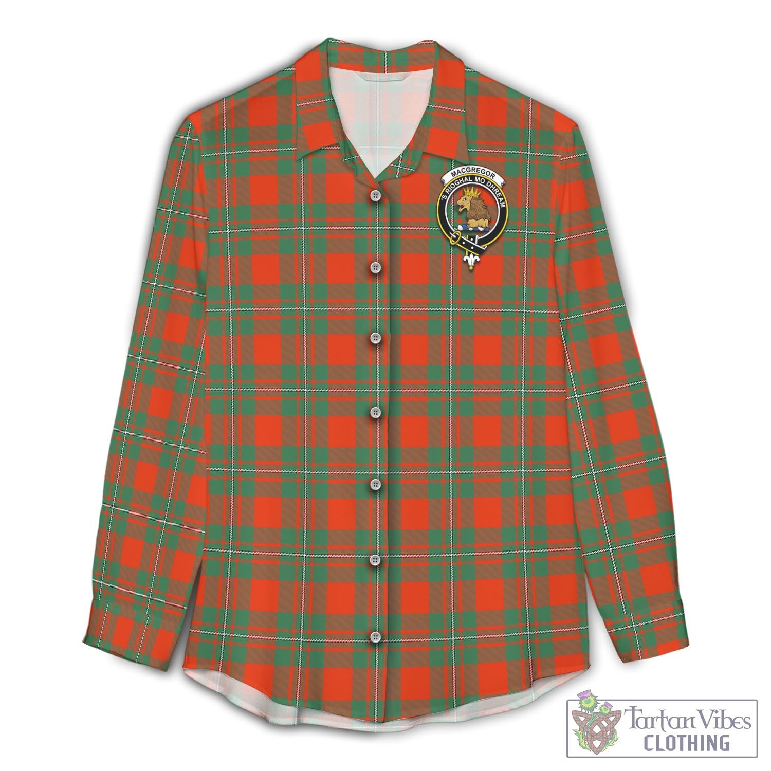 Tartan Vibes Clothing MacGregor Ancient Tartan Womens Casual Shirt with Family Crest