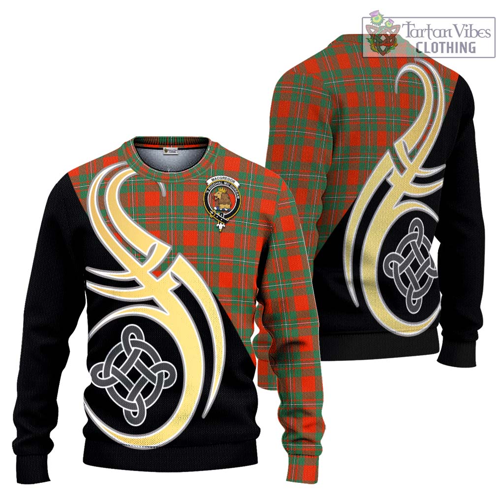 MacGregor Ancient Tartan Knitted Sweater with Family Crest and Celtic Symbol Style Unisex - Tartan Vibes Clothing