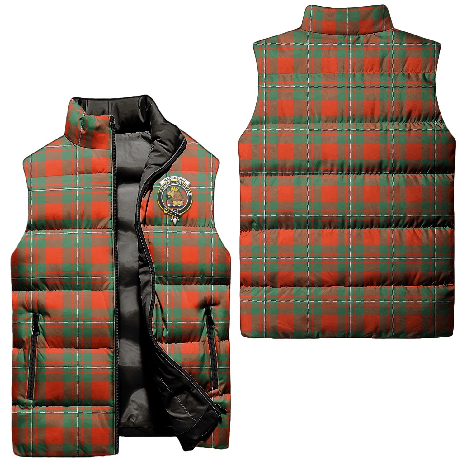 MacGregor Ancient Tartan Sleeveless Puffer Jacket with Family Crest Unisex - Tartanvibesclothing