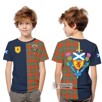 MacGregor Ancient Tartan Kid T-Shirt Alba with Scottish Lion Royal Arm Half Style