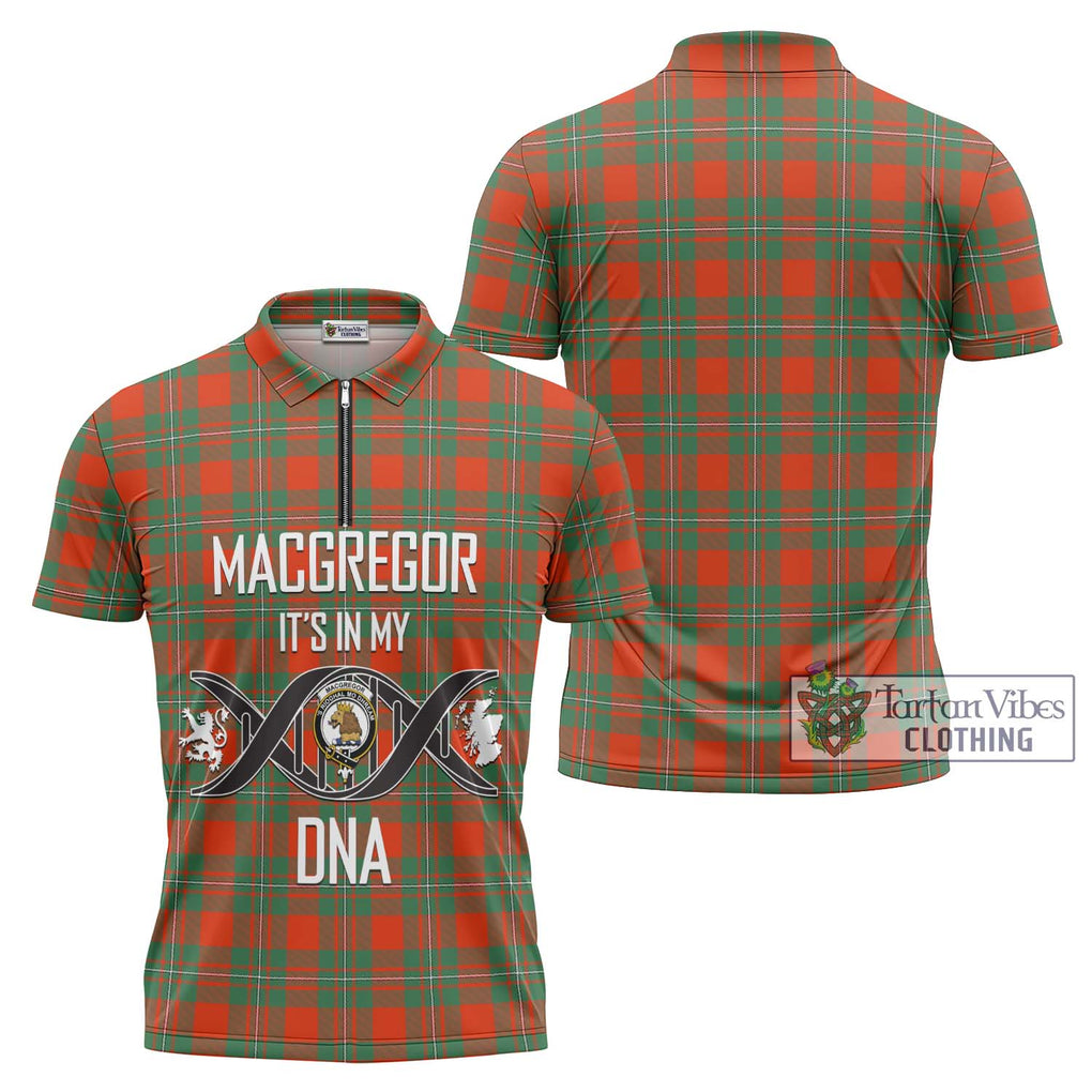 MacGregor Ancient Tartan Zipper Polo Shirt with Family Crest DNA In Me Style Unisex - Tartanvibesclothing Shop