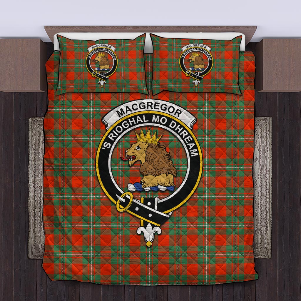 MacGregor Ancient Tartan Quilt Bed Set with Family Crest Twin - Tartan Vibes Clothing