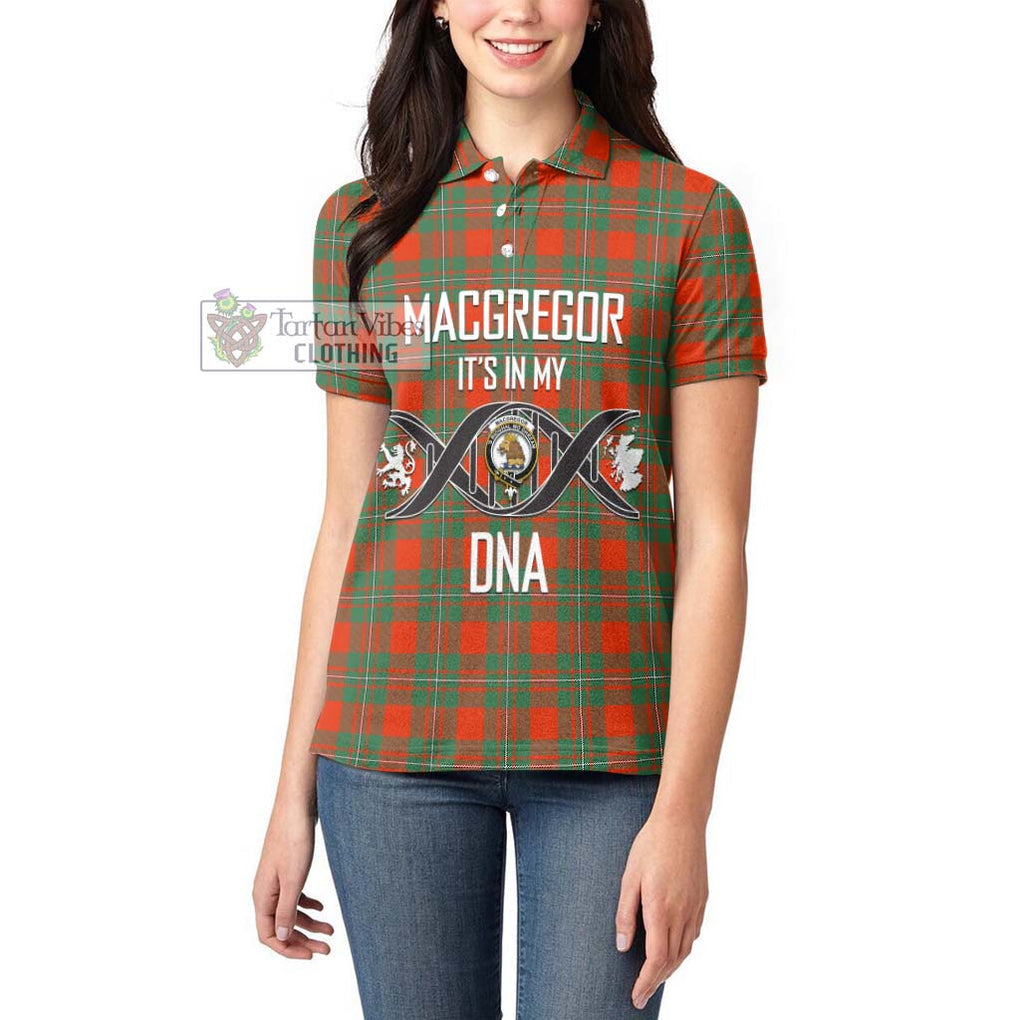 MacGregor Ancient Tartan Women's Polo Shirt with Family Crest DNA In Me Style Women - Tartanvibesclothing Shop