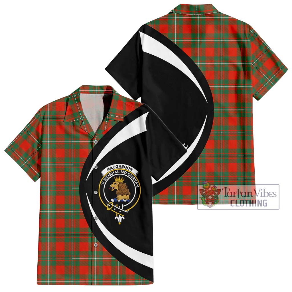 MacGregor Ancient Tartan Short Sleeve Button Up with Family Crest Circle Style Kid - Tartan Vibes Clothing