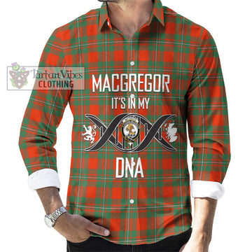 MacGregor Ancient Tartan Long Sleeve Button Shirt with Family Crest DNA In Me Style