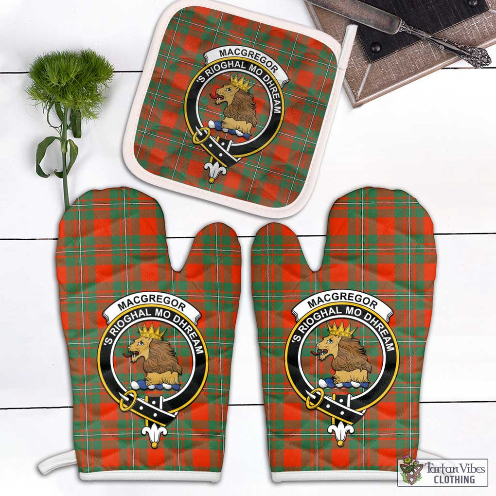 MacGregor Ancient Tartan Combo Oven Mitt & Pot-Holder with Family Crest Combo 1 Oven Mitt & 1 Pot-Holder White - Tartan Vibes Clothing