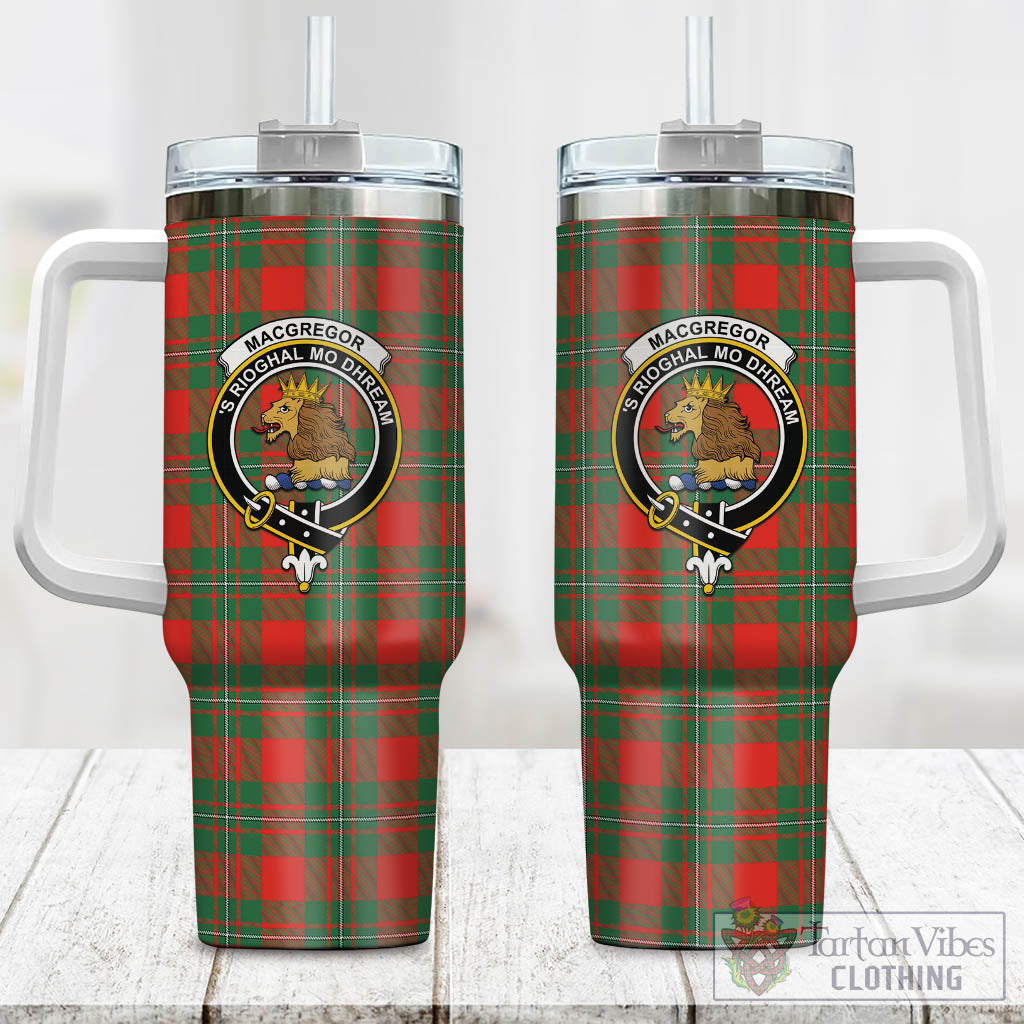 Tartan Vibes Clothing MacGregor Ancient Tartan and Family Crest Tumbler with Handle