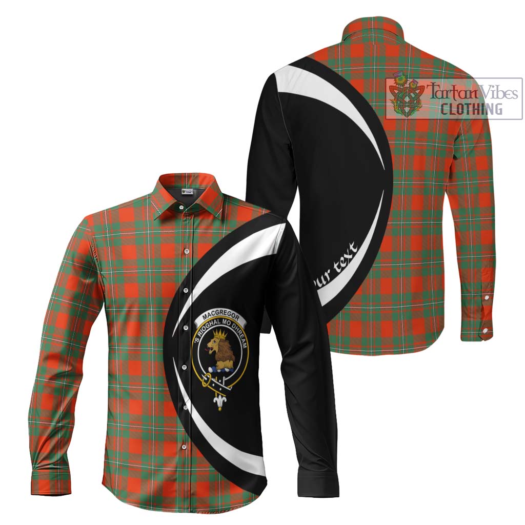 MacGregor Ancient Tartan Long Sleeve Button Up with Family Crest Circle Style Men's Shirt S - Tartan Vibes Clothing