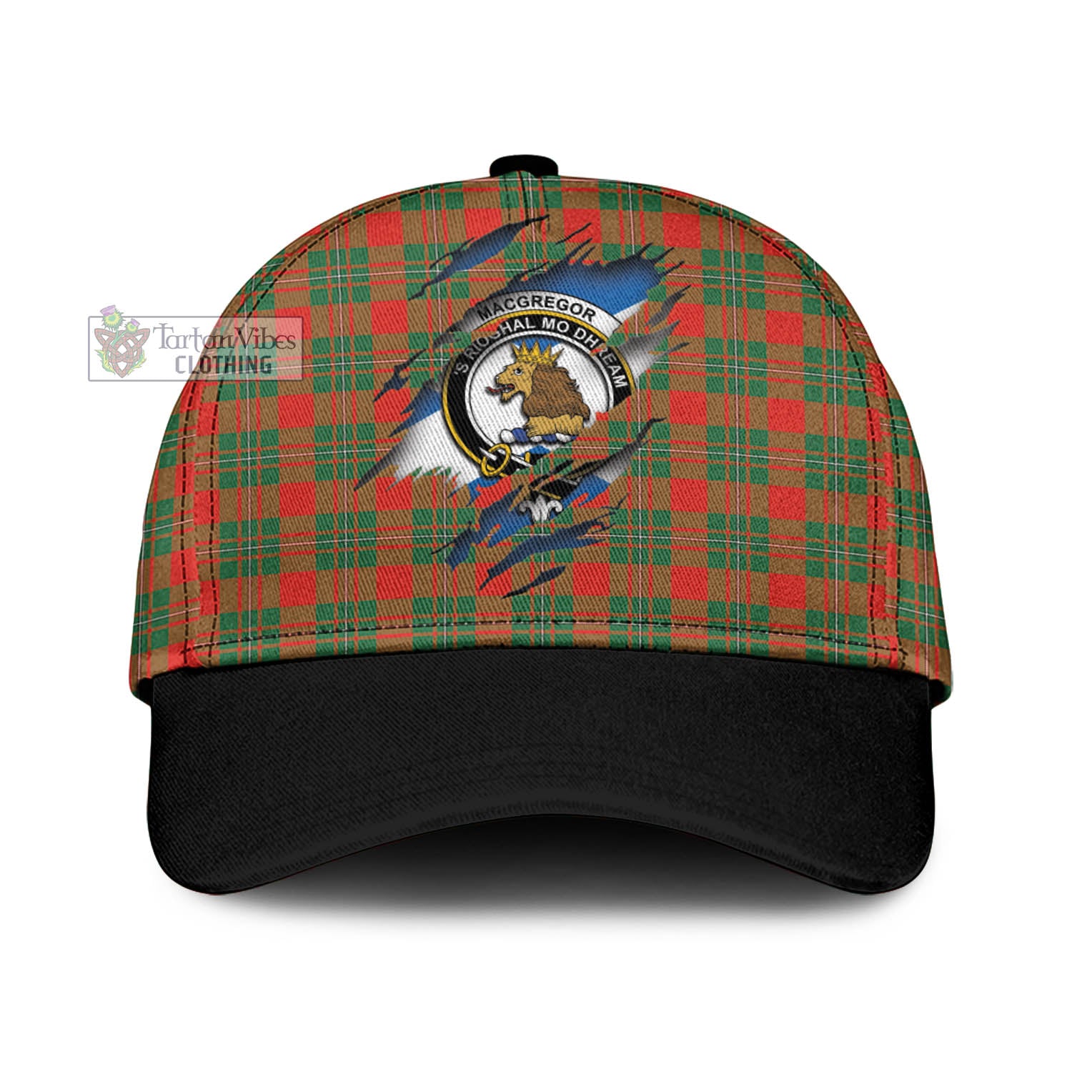 Tartan Vibes Clothing MacGregor Ancient Tartan Classic Cap with Family Crest In Me Style