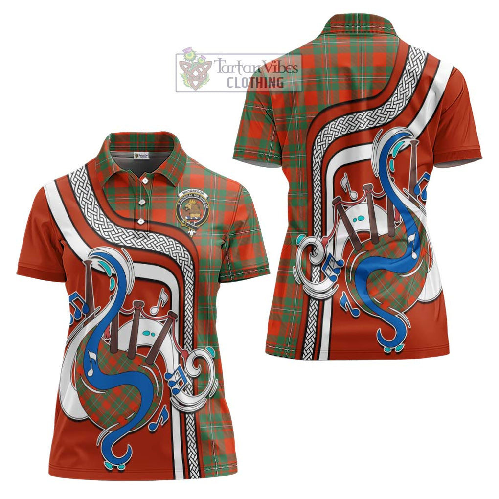 MacGregor Ancient Tartan Women's Polo Shirt with Epic Bagpipe Style Women - Tartanvibesclothing Shop