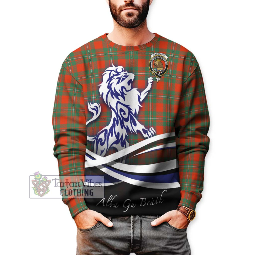 MacGregor Ancient Tartan Sweatshirt with Alba Gu Brath Regal Lion Emblem Unisex - Tartanvibesclothing Shop