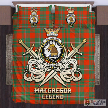 MacGregor Ancient Tartan Bedding Set with Clan Crest and the Golden Sword of Courageous Legacy