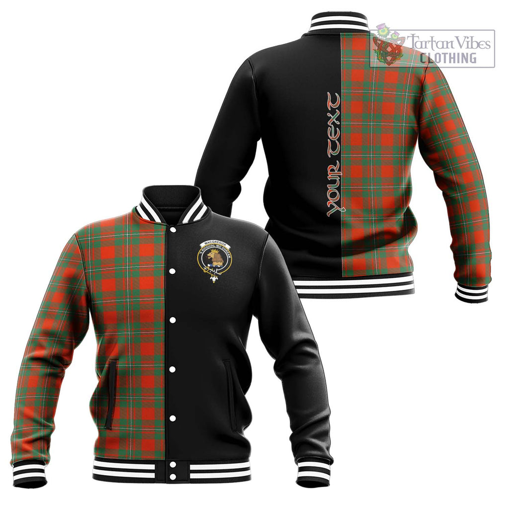 MacGregor Ancient Tartan Baseball Jacket with Family Crest and Half Of Me Style Unisex - Tartanvibesclothing Shop