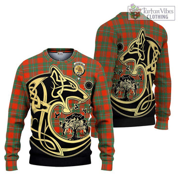 MacGregor Ancient Tartan Ugly Sweater with Family Crest Celtic Wolf Style