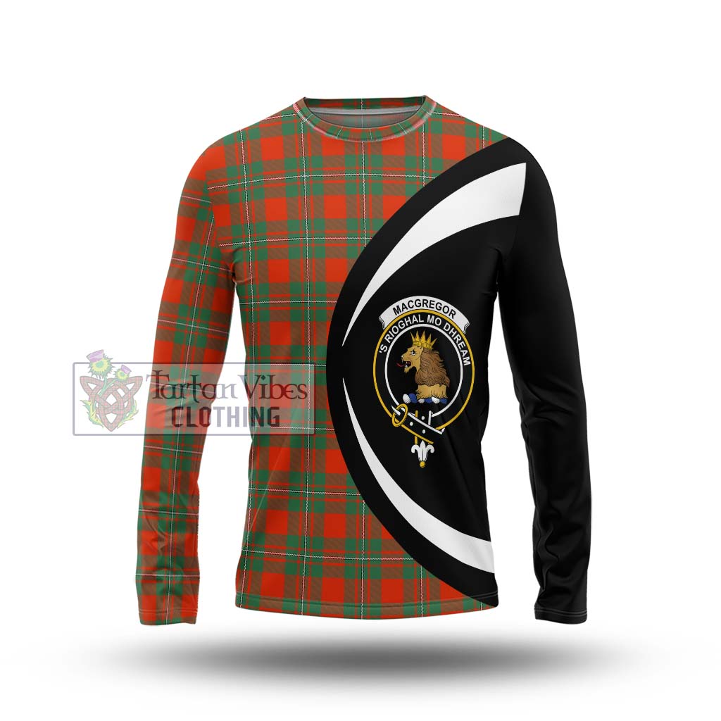 MacGregor Ancient Tartan Long Sleeve T-Shirt with Family Crest Circle Style Unisex - Tartan Vibes Clothing