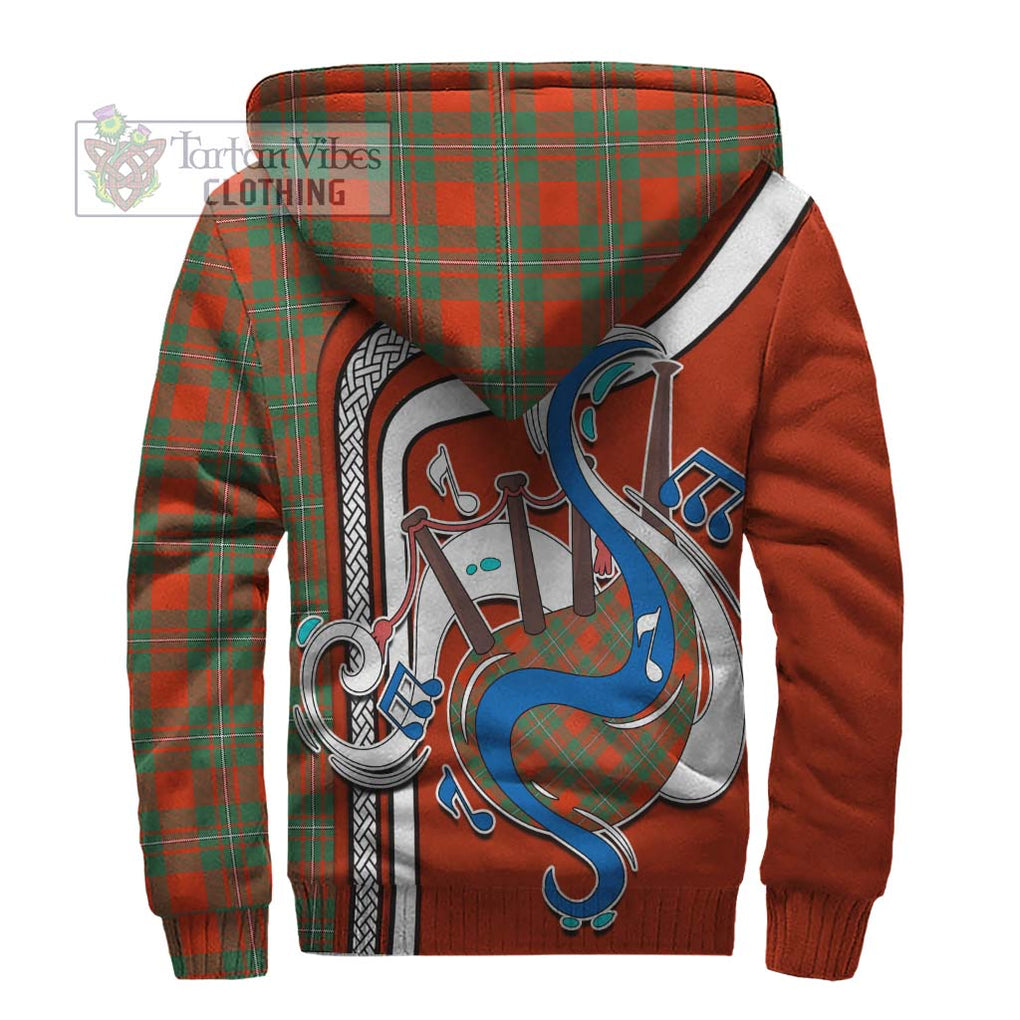 MacGregor Ancient Tartan Sherpa Hoodie with Epic Bagpipe Style - Tartanvibesclothing Shop