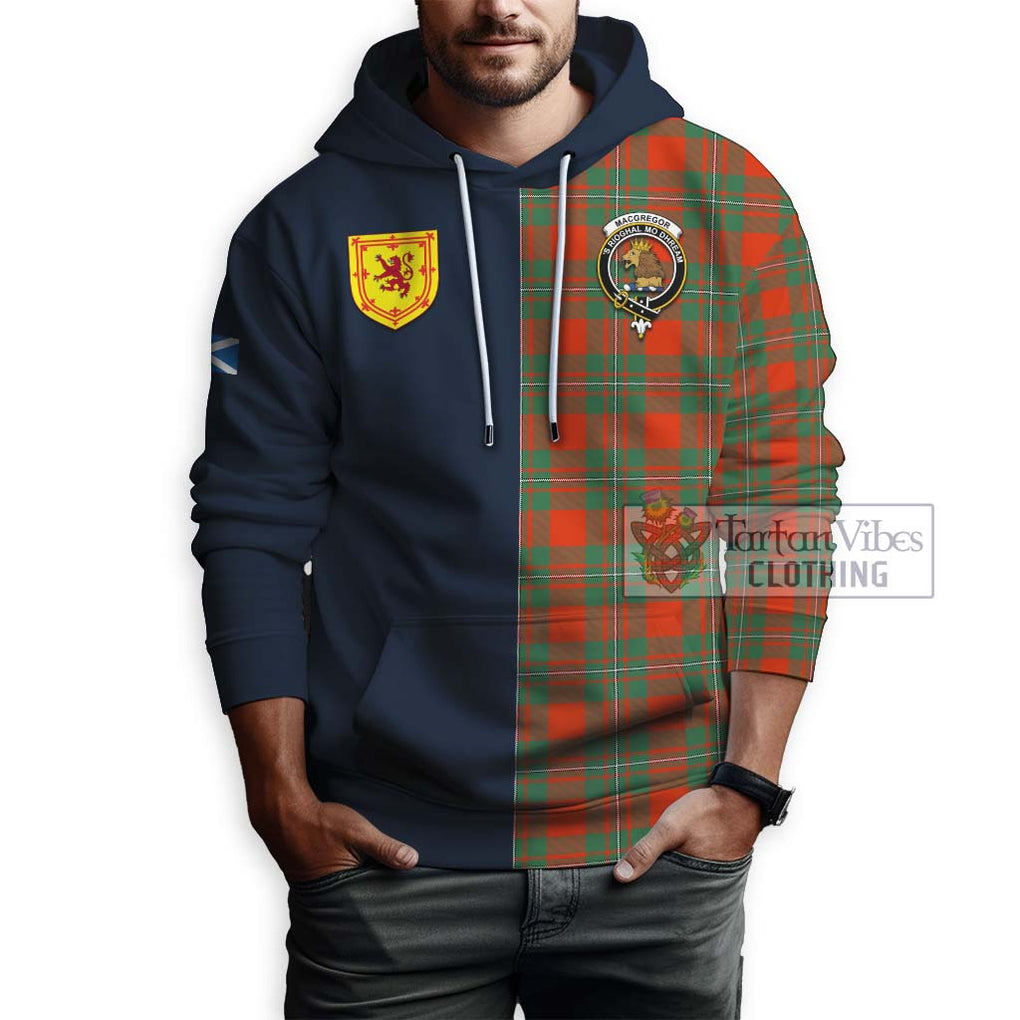 Tartan Vibes Clothing MacGregor Ancient Tartan Hoodie with Scottish Lion Royal Arm Half Style