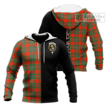 MacGregor Ancient Tartan Knitted Hoodie with Family Crest and Half Of Me Style