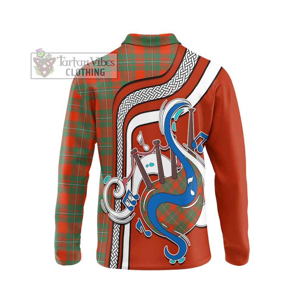 Tartan Vibes Clothing MacGregor Ancient Tartan Long Sleeve Polo Shirt with Epic Bagpipe Style