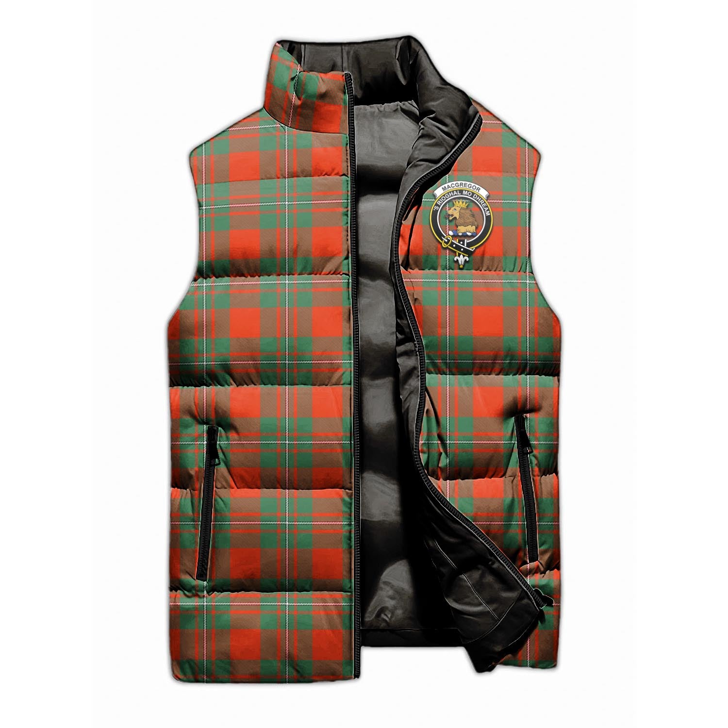 MacGregor Ancient Tartan Sleeveless Puffer Jacket with Family Crest - Tartanvibesclothing