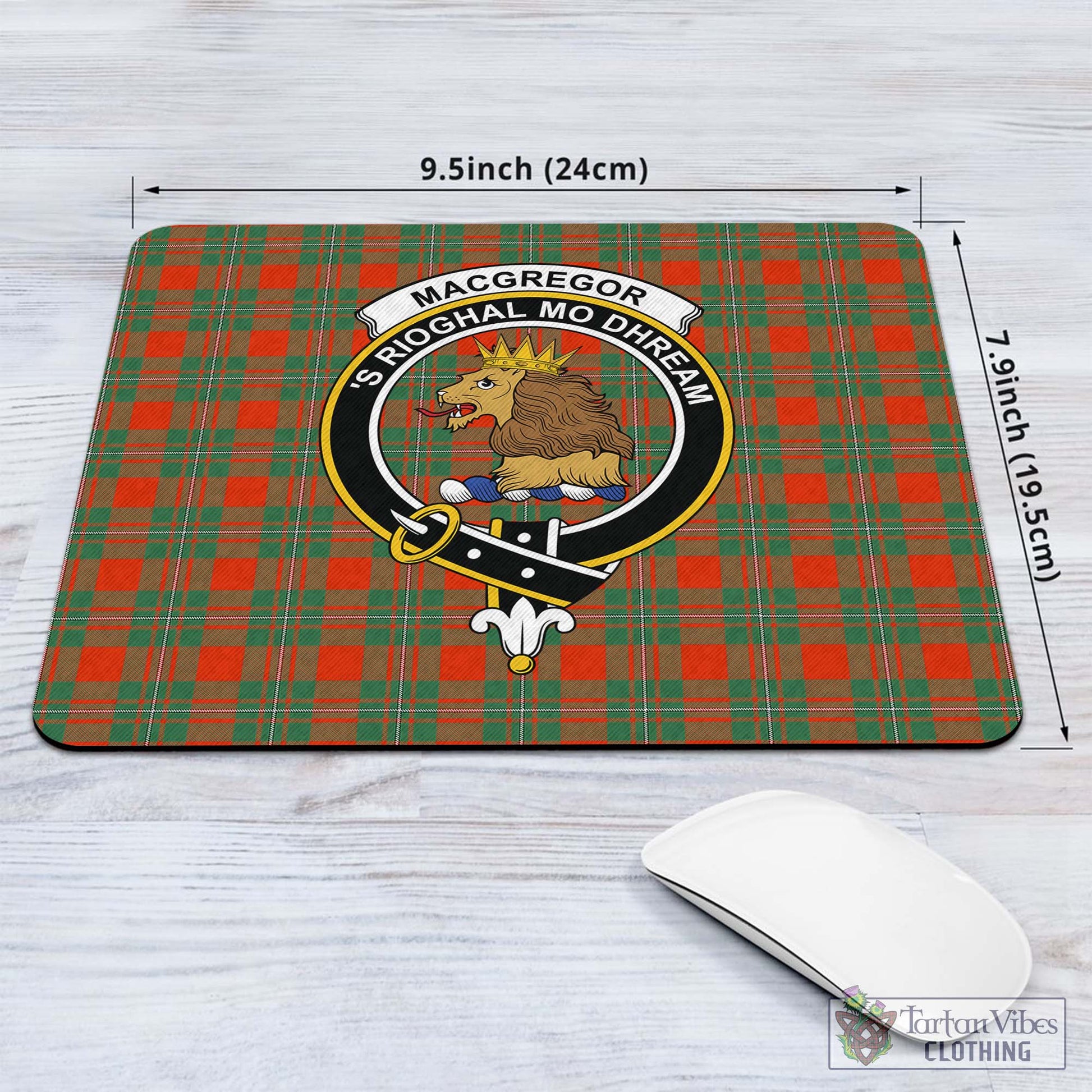 Tartan Vibes Clothing MacGregor Ancient Tartan Mouse Pad with Family Crest