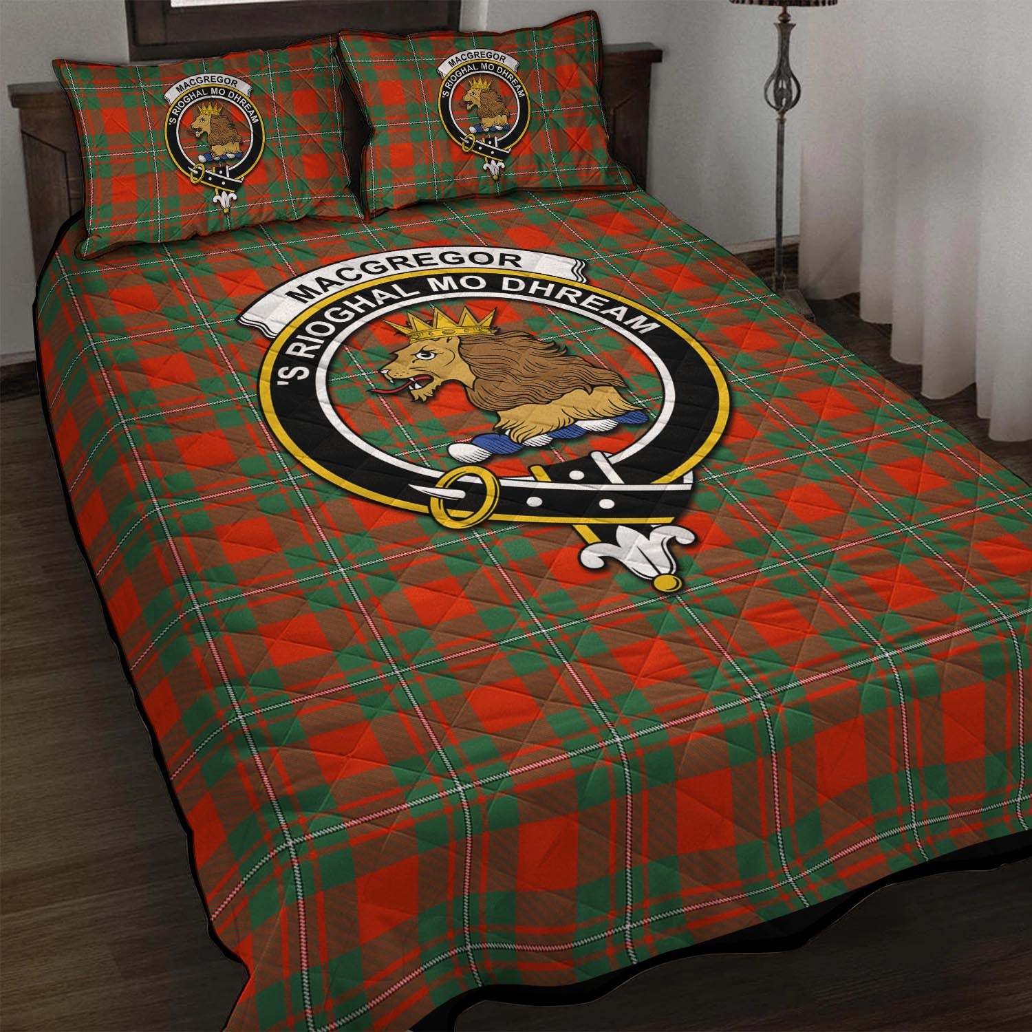 MacGregor Ancient Tartan Quilt Bed Set with Family Crest - Tartan Vibes Clothing