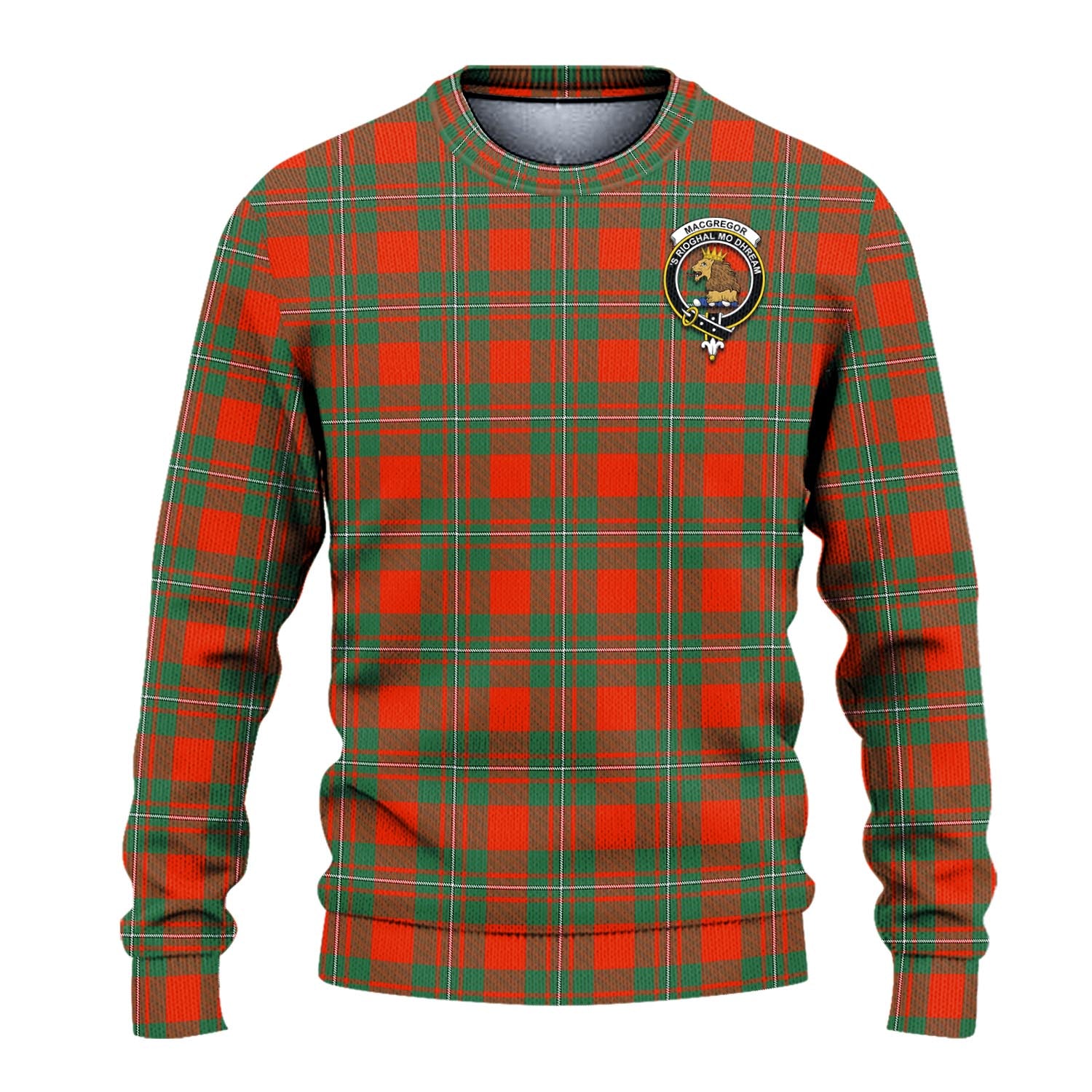 MacGregor Ancient Tartan Knitted Sweater with Family Crest - Tartanvibesclothing