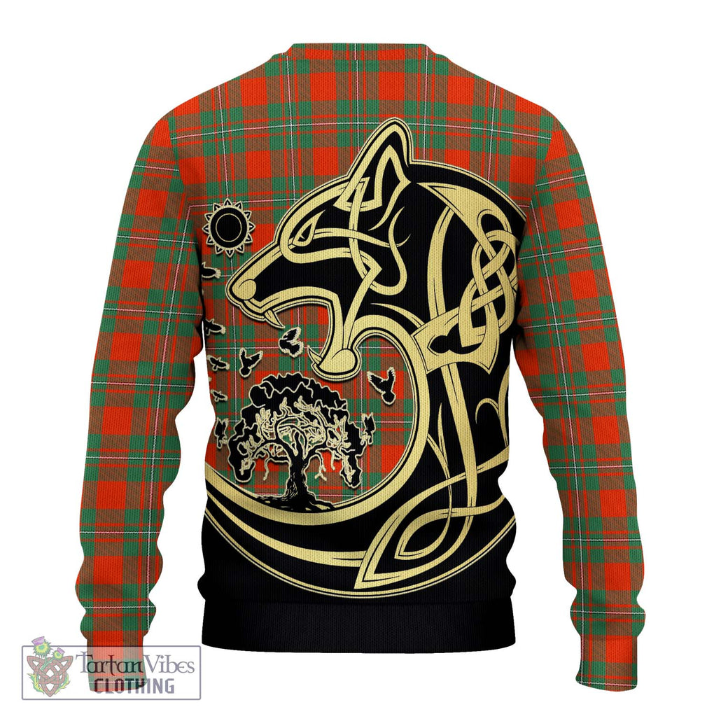 MacGregor Ancient Tartan Knitted Sweater with Family Crest Celtic Wolf Style - Tartan Vibes Clothing