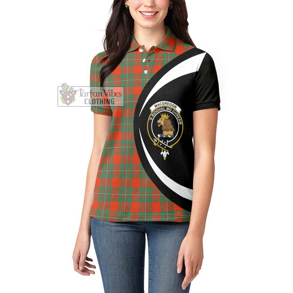 MacGregor Ancient Tartan Women's Polo Shirt with Family Crest Circle Style - Tartan Vibes Clothing