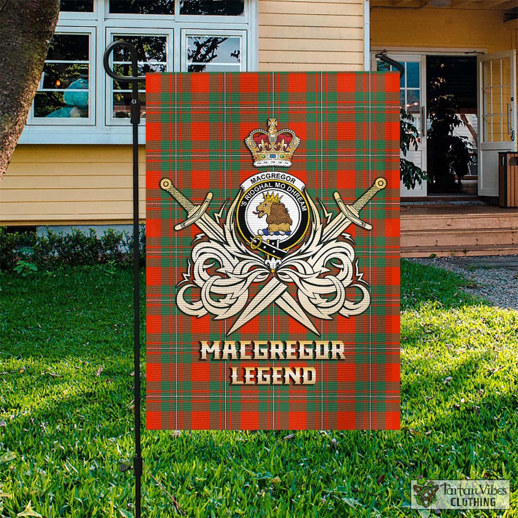 Tartan Vibes Clothing MacGregor Ancient Tartan Flag with Clan Crest and the Golden Sword of Courageous Legacy