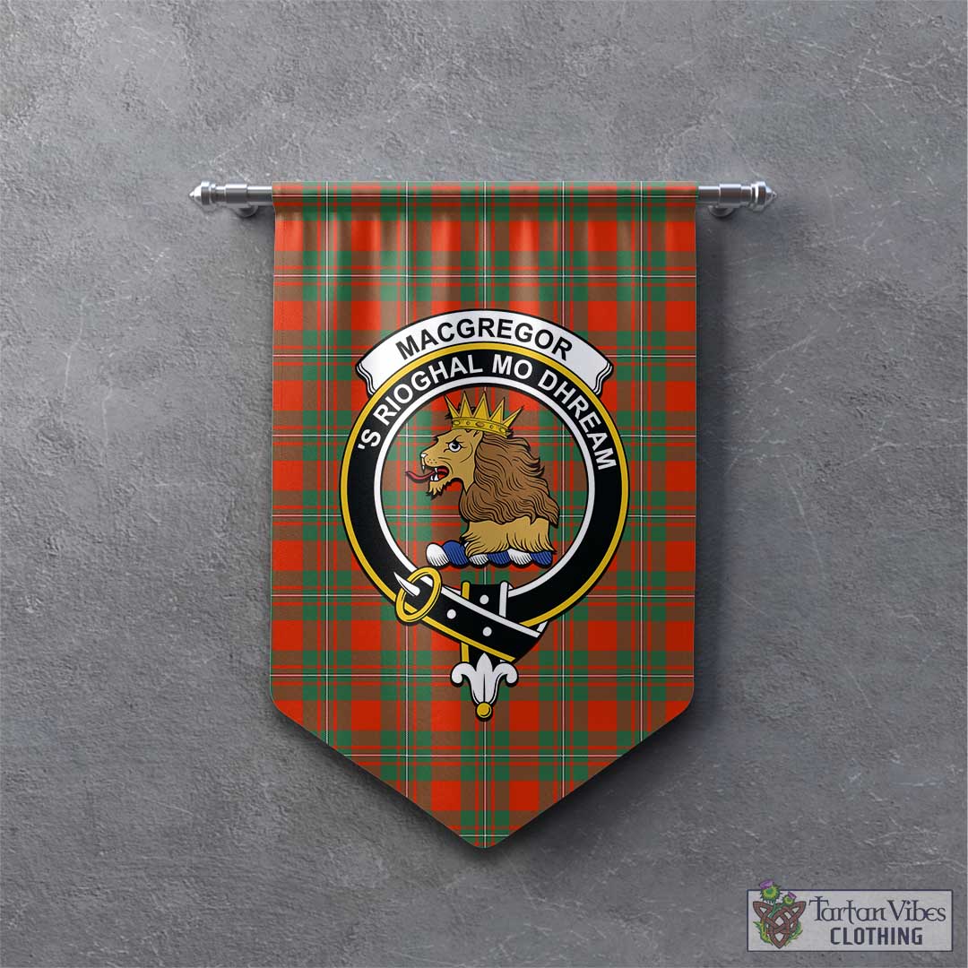 Tartan Vibes Clothing MacGregor Ancient Tartan Gonfalon, Tartan Banner with Family Crest