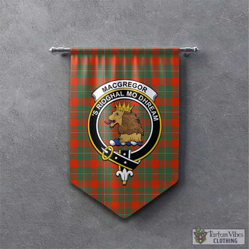 MacGregor Ancient Tartan Gonfalon, Tartan Banner with Family Crest