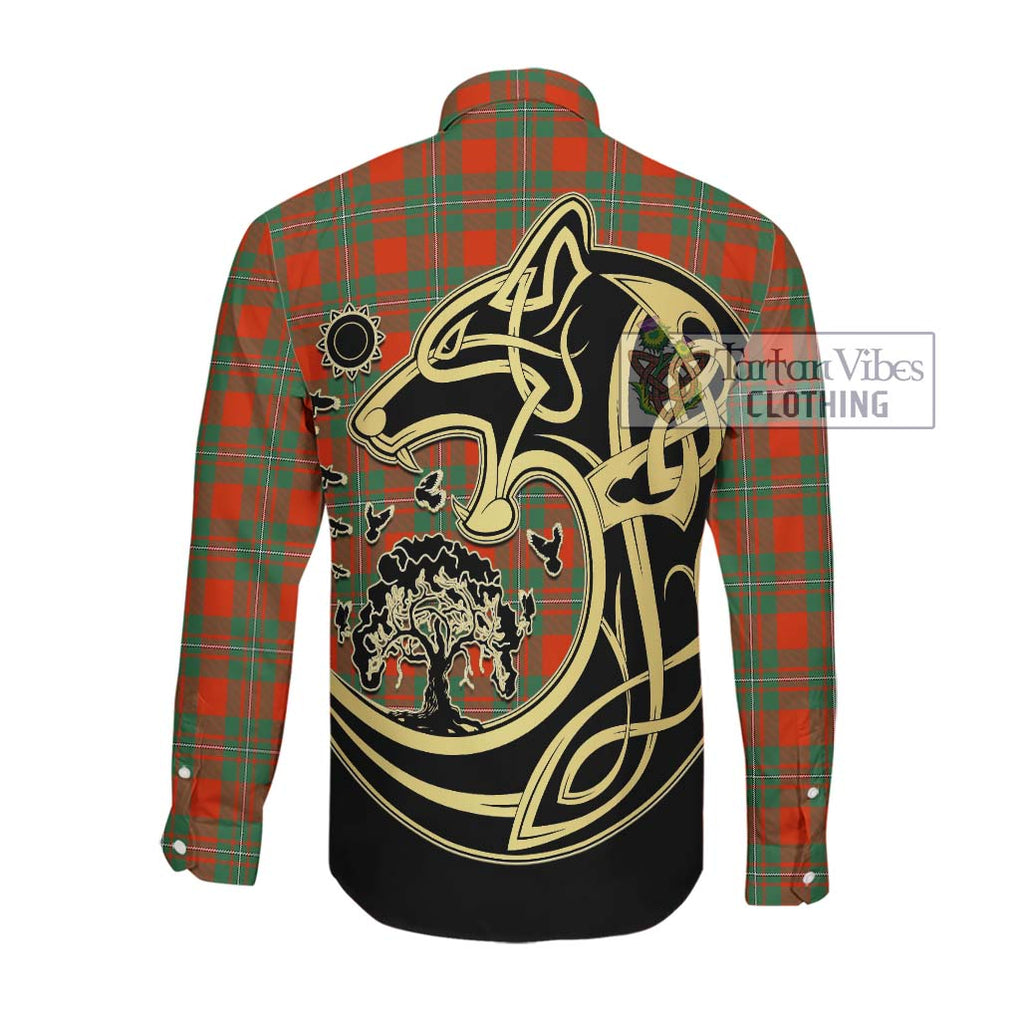 MacGregor Ancient Tartan Long Sleeve Button Shirt with Family Crest Celtic Wolf Style Men's Shirt - Tartan Vibes Clothing