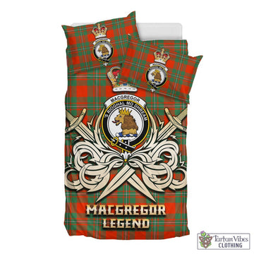 MacGregor Ancient Tartan Bedding Set with Clan Crest and the Golden Sword of Courageous Legacy