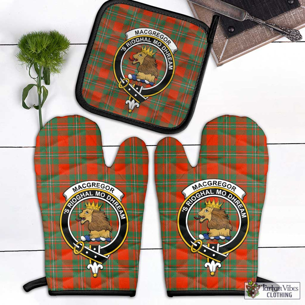 MacGregor Ancient Tartan Combo Oven Mitt & Pot-Holder with Family Crest Combo 1 Oven Mitt & 1 Pot-Holder Black - Tartan Vibes Clothing