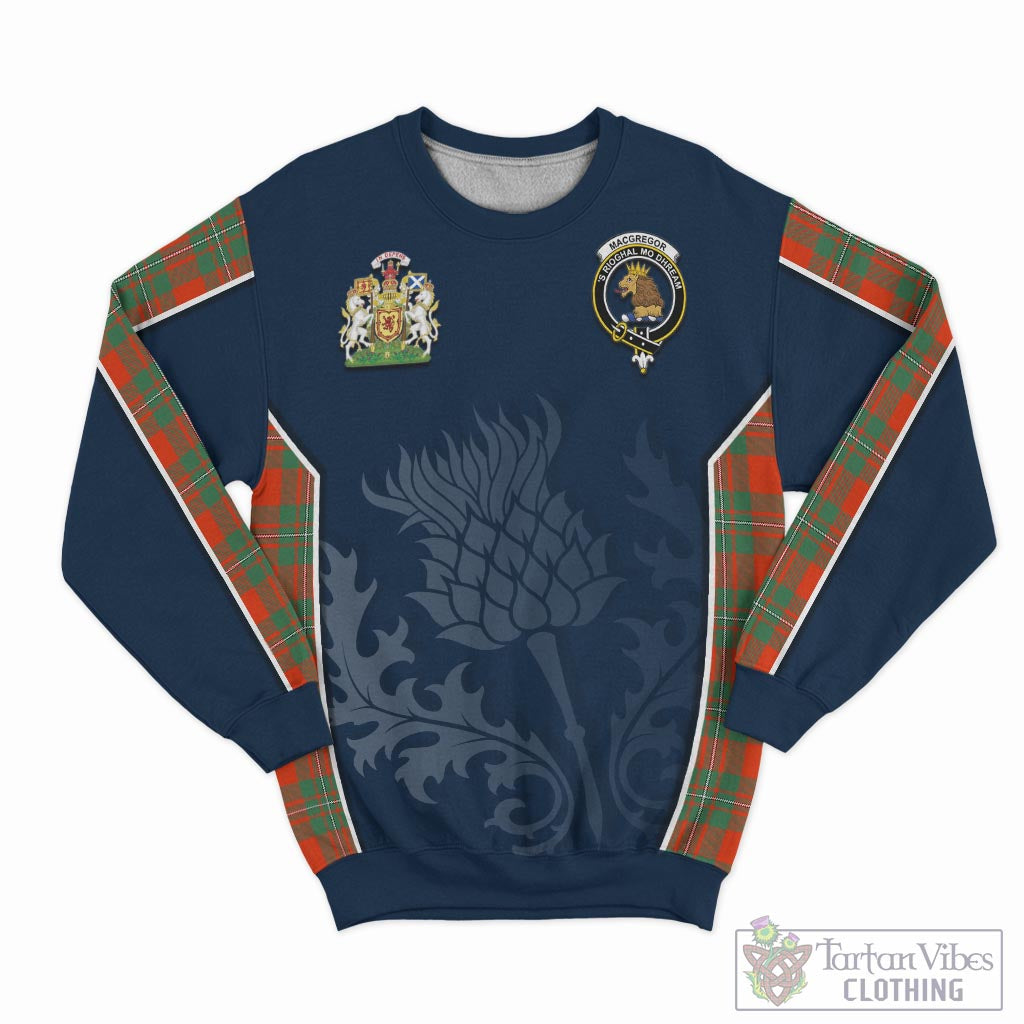 Tartan Vibes Clothing MacGregor Ancient Tartan Sweatshirt with Family Crest and Scottish Thistle Vibes Sport Style