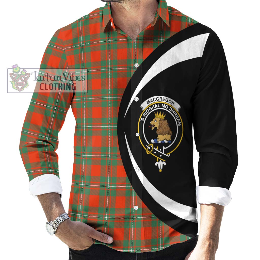 MacGregor Ancient Tartan Long Sleeve Button Up with Family Crest Circle Style - Tartan Vibes Clothing