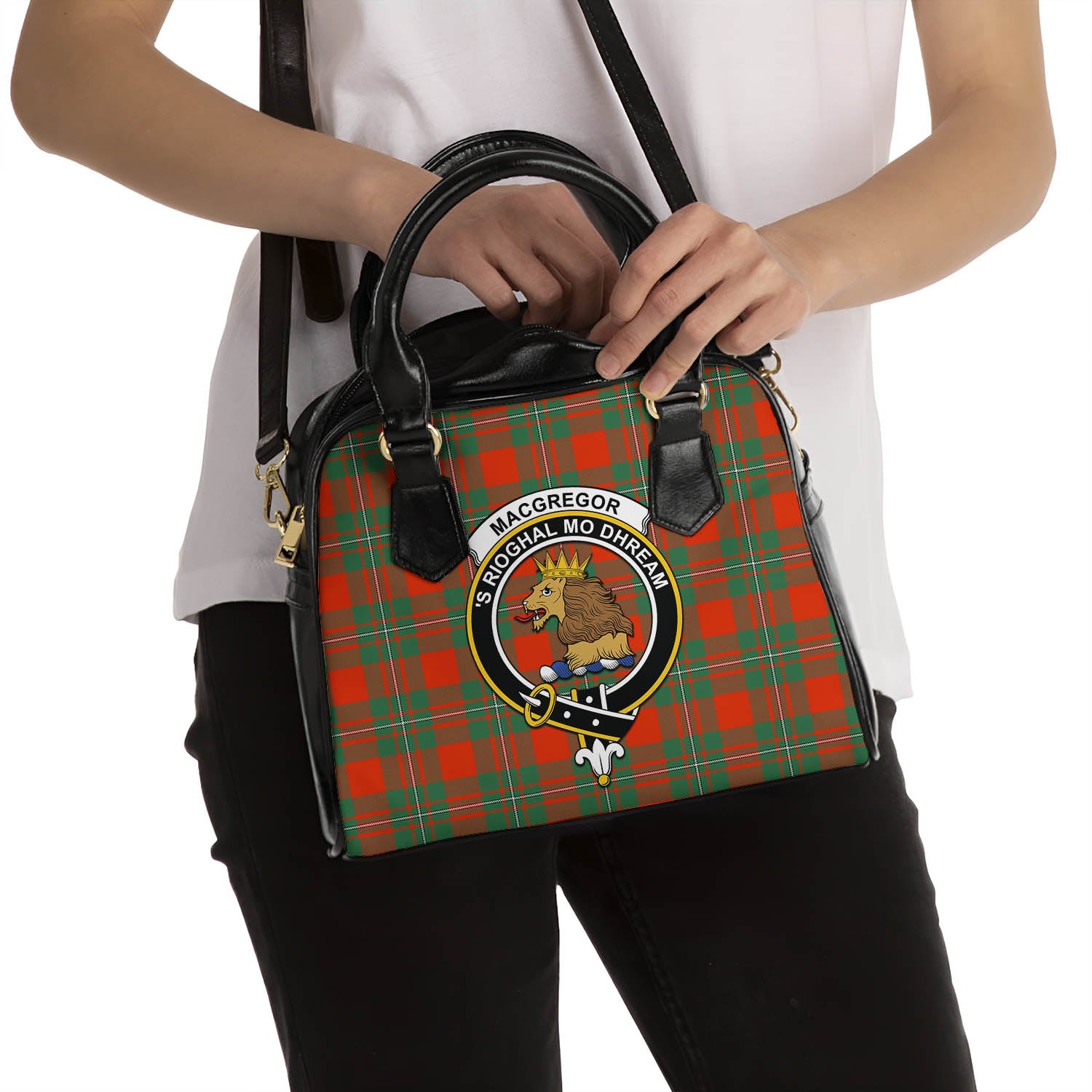 MacGregor Ancient Tartan Shoulder Handbags with Family Crest - Tartanvibesclothing